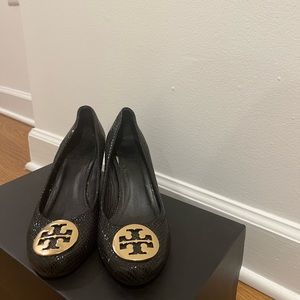 Tory Burch Platform Heels with Gold Logo